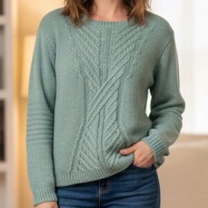 Roxy Women's Light Gray Cable Knit Sweater